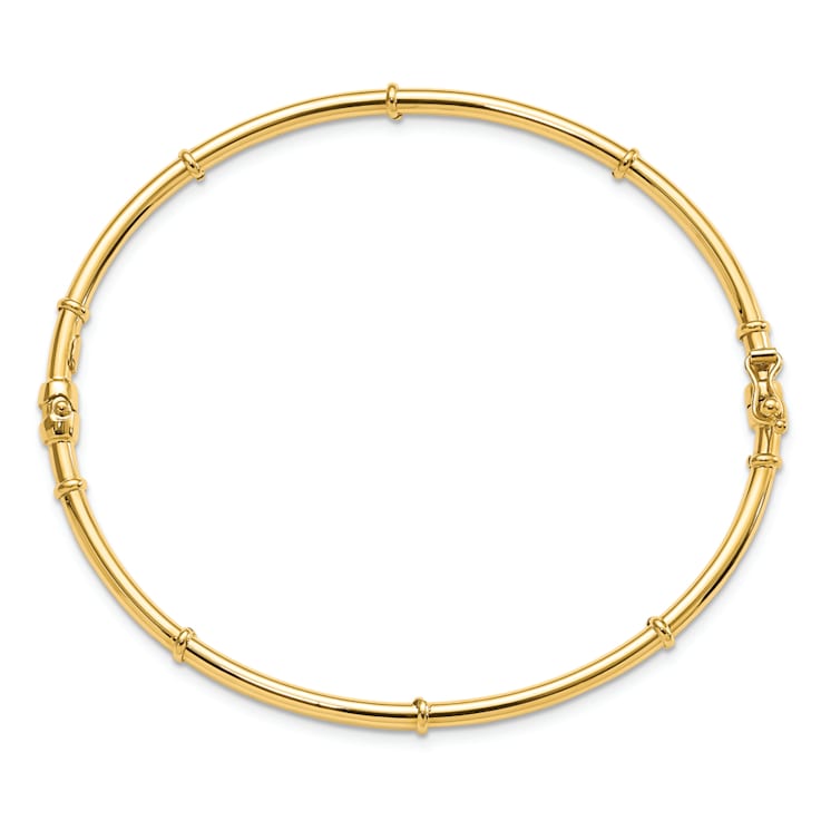14K Yellow Gold Polished Fancy Hinged Bangle