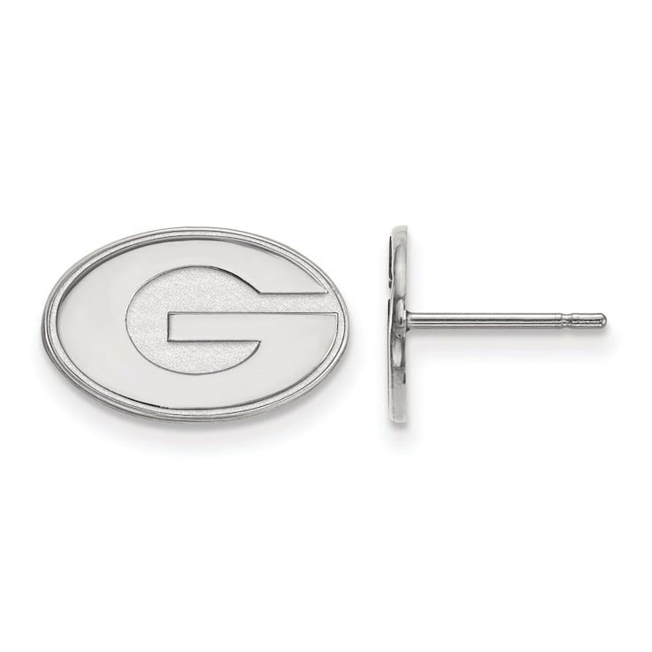 Rhodium Over Sterling Silver  LogoArt University of Georgia Extra Small
Post Earrings