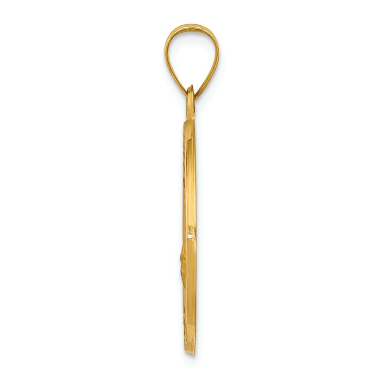 14k Yellow Gold Polished and Satin Saint Florian Medal Pendant