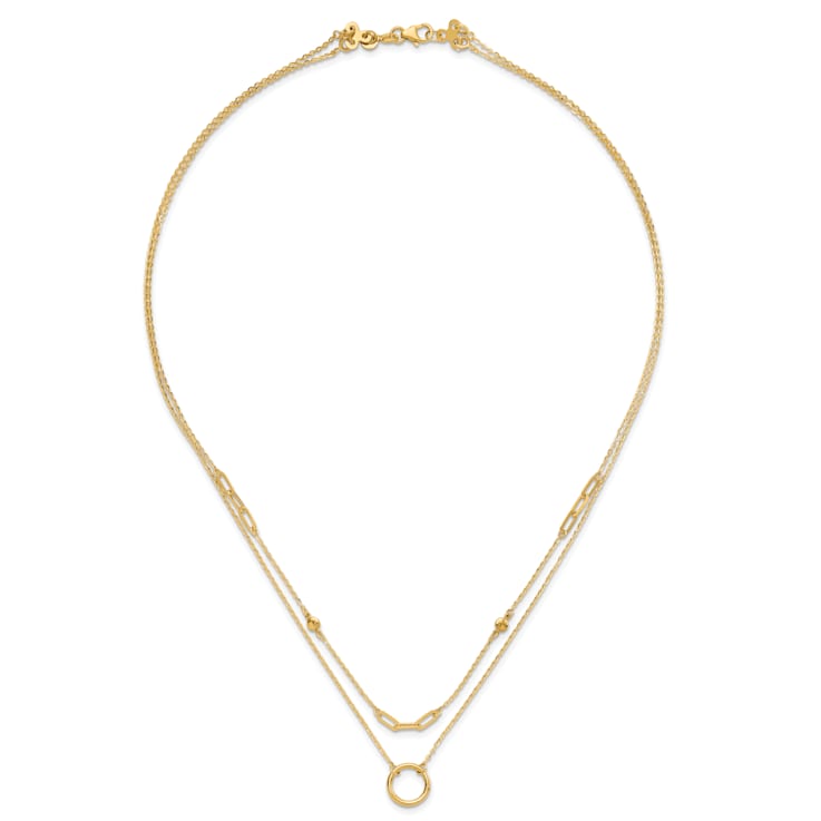 14K Yellow Gold Polished Double Layer Necklace