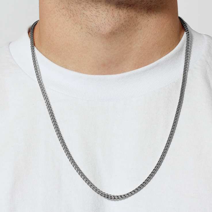 Robert Alton Men's Franco Link Chain Necklace 3mm In Stainless Steel 24 Inch