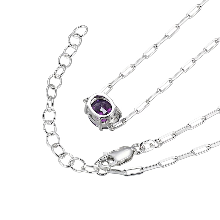 Purple Cubic Zirconia Rhodium Over Sterling Silver Paperclip Necklace 4.03ctw