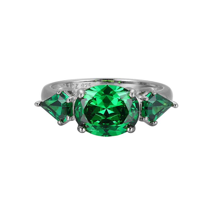 Green Cubic Zirconia Platinum Over Sterling Silver May Birthstone Ring 5.08ctw
