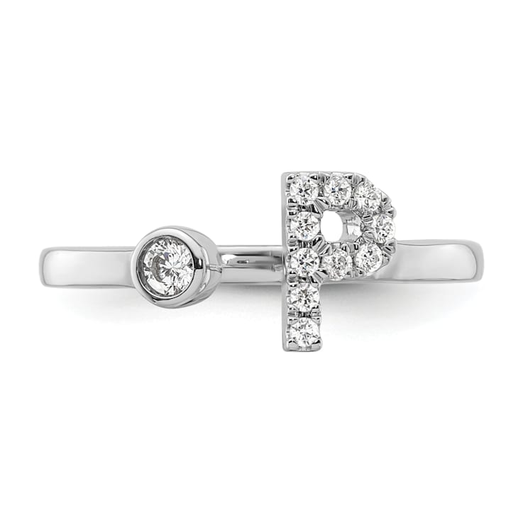Rhodium Over 14K White Gold Lab Grown Diamond VS/SI GH, Initial P
Adjustable Ring