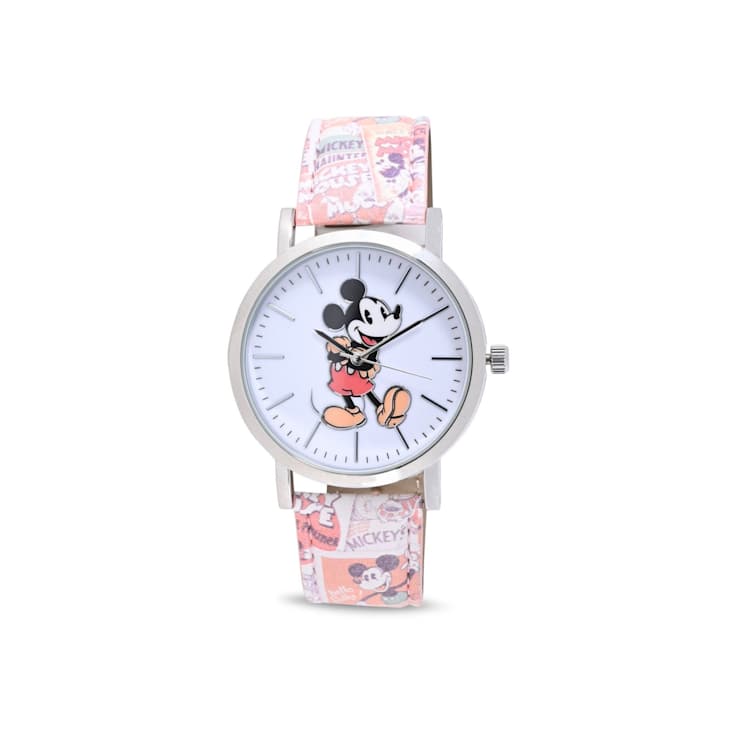 Disney Mickey Standing His and Hers Orange Comic Strip Watches Set of 2