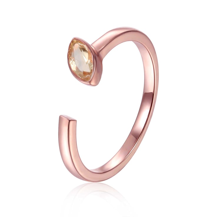 Yellow Citrine 14K Rose Gold Over Sterling Silver Open Design Ring Split
Shank Ring