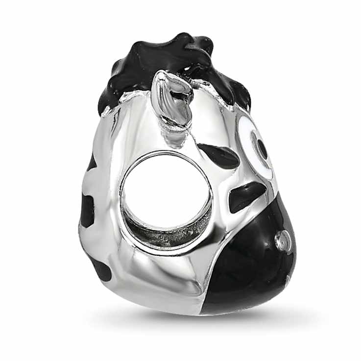 Sterling Silver Kids Enamel Zebra Face Bead