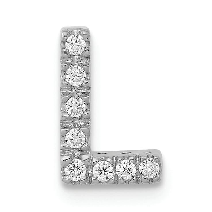Rhodium Over 14K White Gold Diamond Letter L Initial Charm