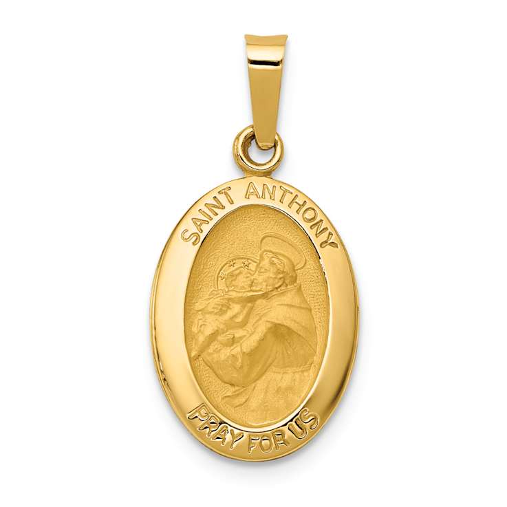 14k Yellow Gold Polished and Satin Saint Anthony Medal Pendant