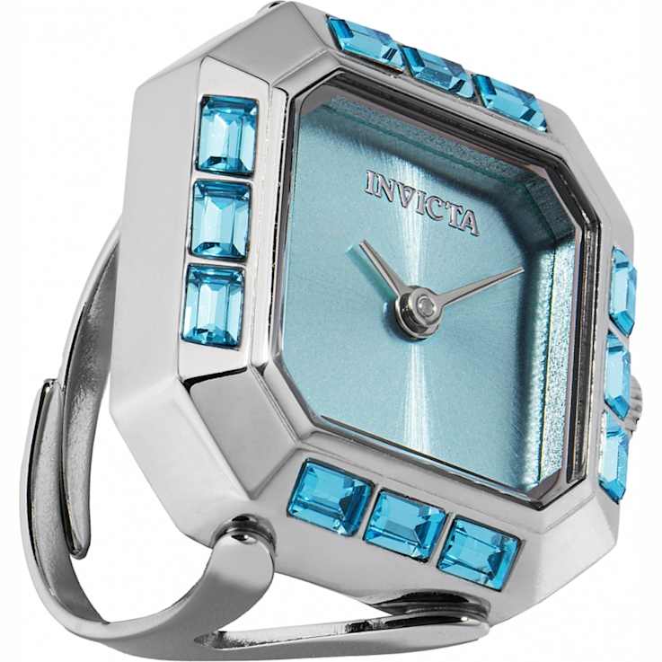 Invicta Mini 21.5mm Blue Dial Stainless Steel Band Quartz Ring Watch