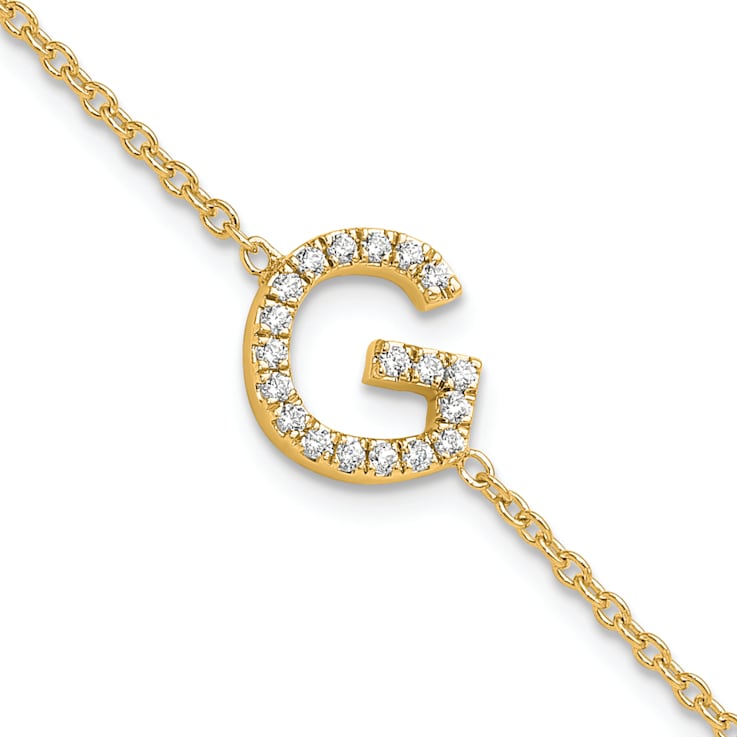 14k Yellow Gold Diamond Sideways Letter G Bracelet