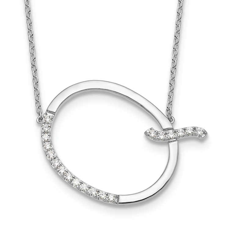 Rhodium Over 14k White Gold Sideways Diamond Initial Q Pendant Cable
Link 18 Inch Necklace
