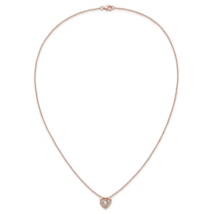 14K Rose Gold Over Sterling Silver Vibrant Cubic Zirconia Heart Necklace