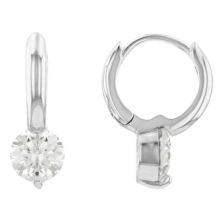 Moissanite Solitaire Stud Huggie Hoop Earrings In Platinum-Enhanced
Sterling Silver