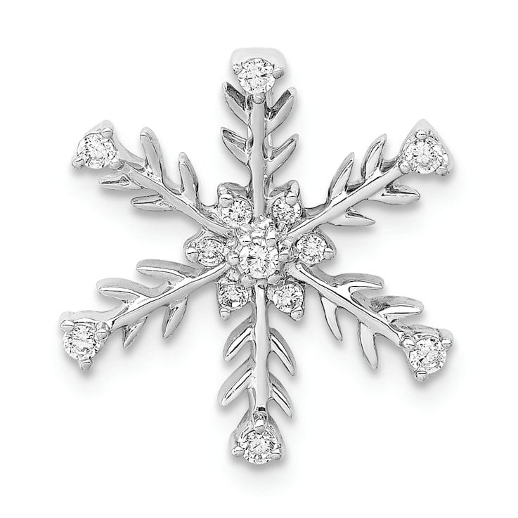 Rhodium Over 14k White Gold Diamond Snowflake Chain Slide Pendant