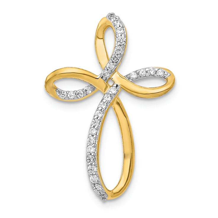 14K Yellow Gold 1/6ct. Diamond Cross Chain Slide