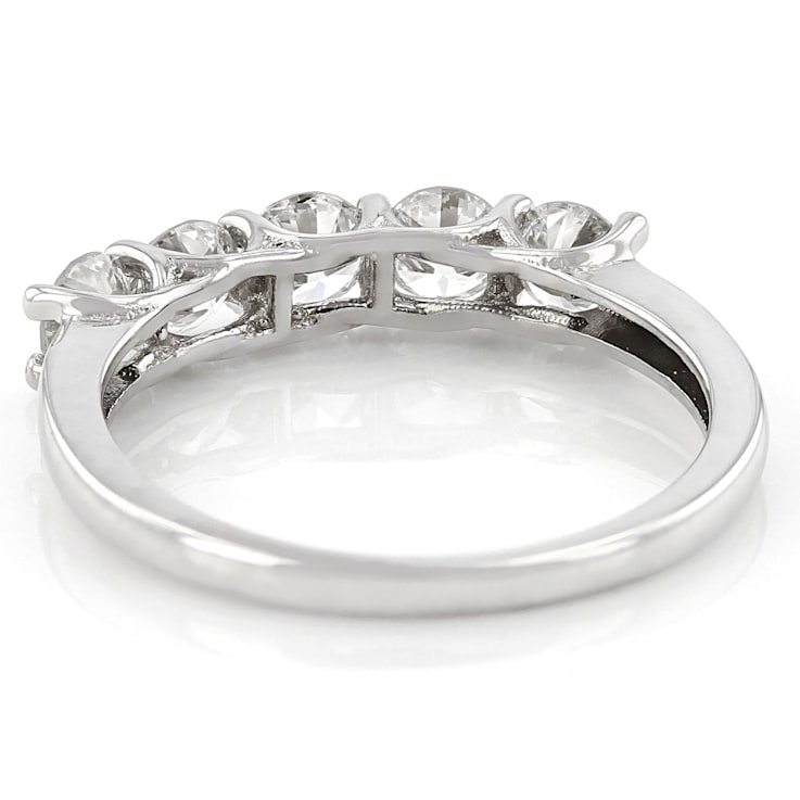 Lab-Grown Diamond Five-Stone Band Ring In 14K White Gold 1.00ctw
