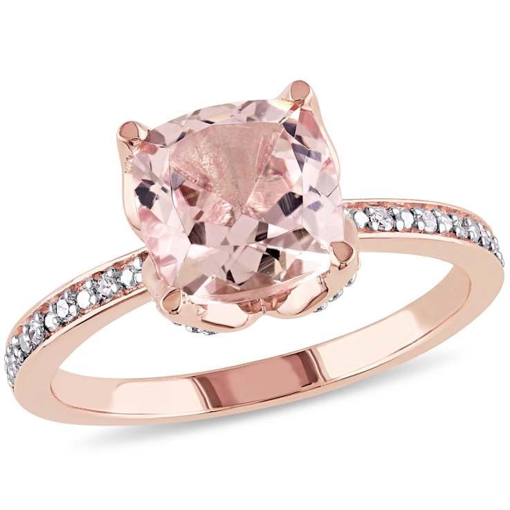 Morganite and Diamond 10K Rose Gold Ring 2.06ctw