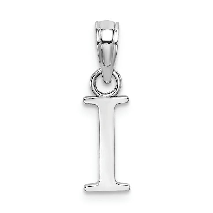 Rhodium Over 14k White Gold Polished Block Letter I Initial Pendant