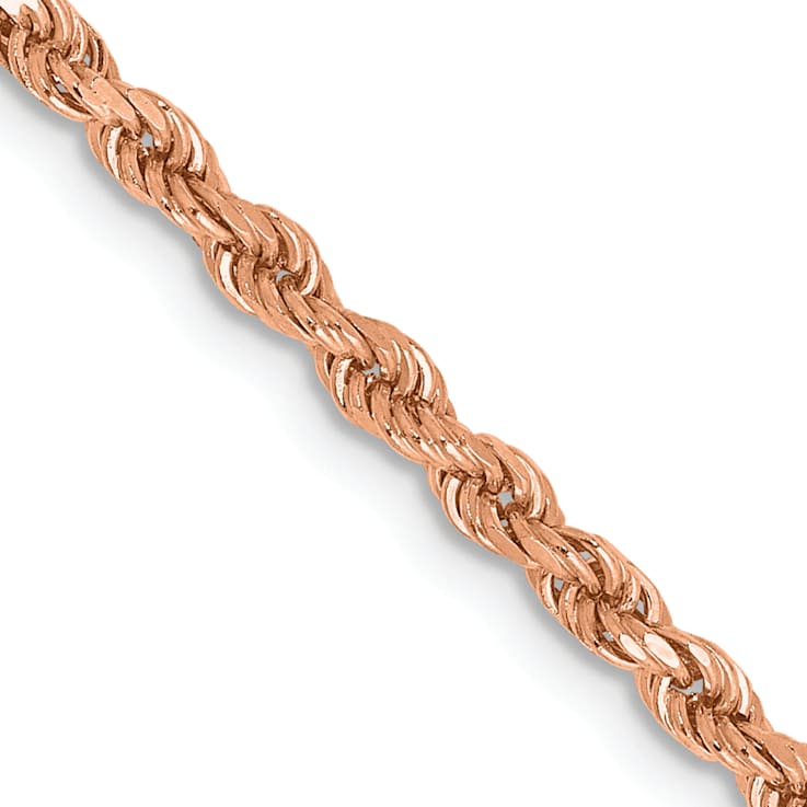 14k Rose Gold 2.25mm Solid Diamond-Cut Rope 24 Inch Chain