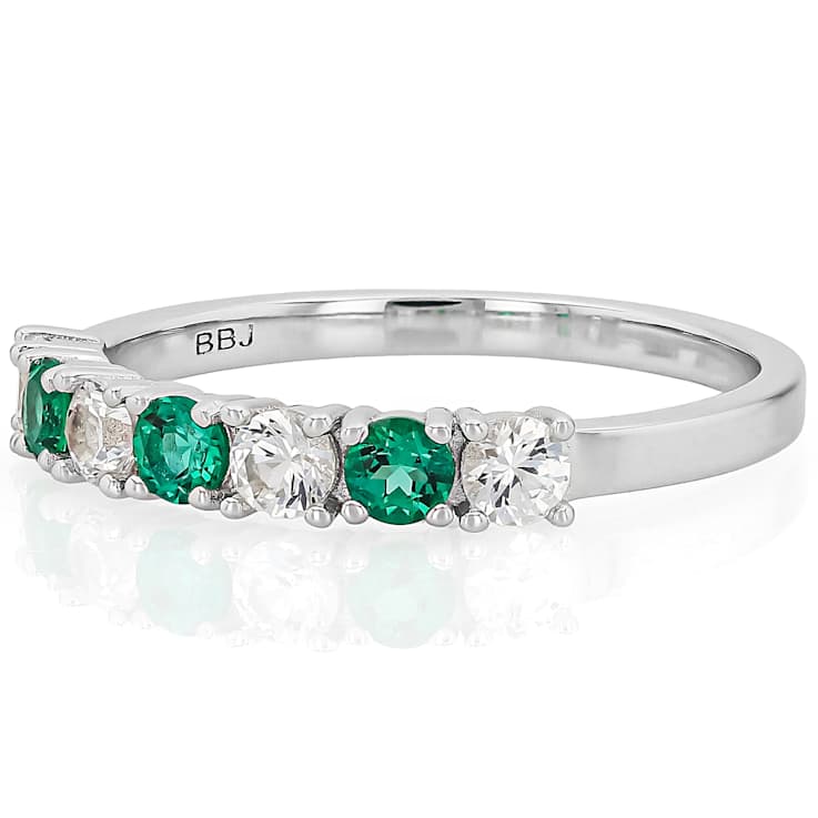 Lab-Created Emerald And White Sapphire Band Ring In Platinum Over
Sterling Silver