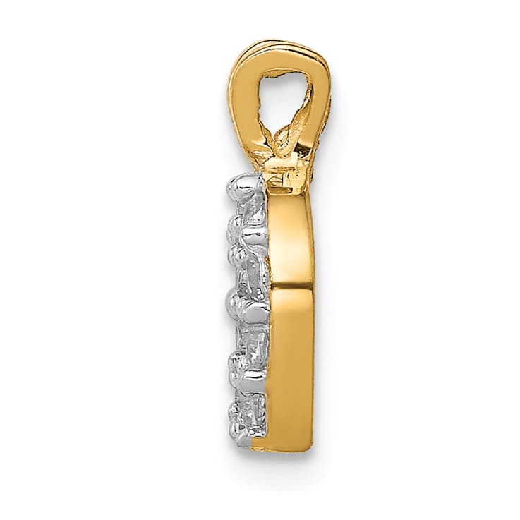 10k Yellow Gold and Rhodium Over 10k Yellow Gold Small Cubic Zirconia
Horseshoe Charm