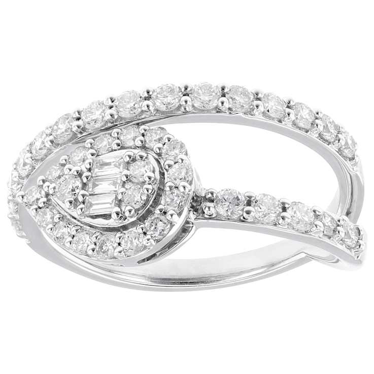 Modern Lab-Grown Diamond Open Design Ring In Sterling Silver