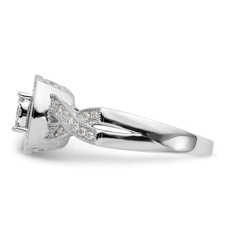 Rhodium Over 14K White Gold Lab Grown Diamond Cluster Engagement Ring 0.39ctw