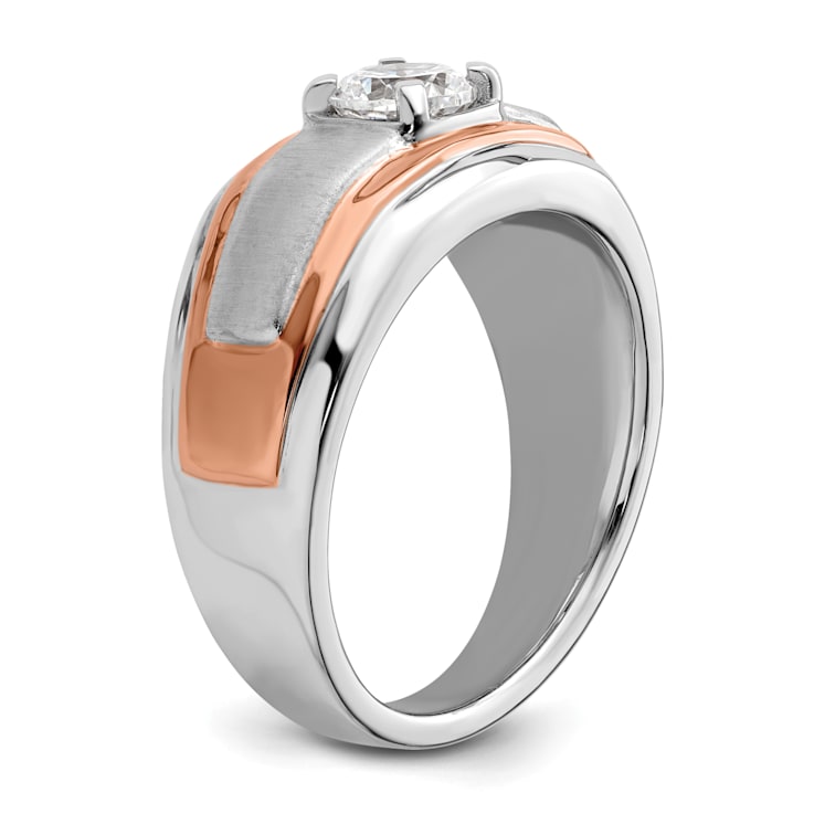 14K Two-tone Rose and White Gold Lab Grown Diamond SI1/SI2, G H I, Men's Ring