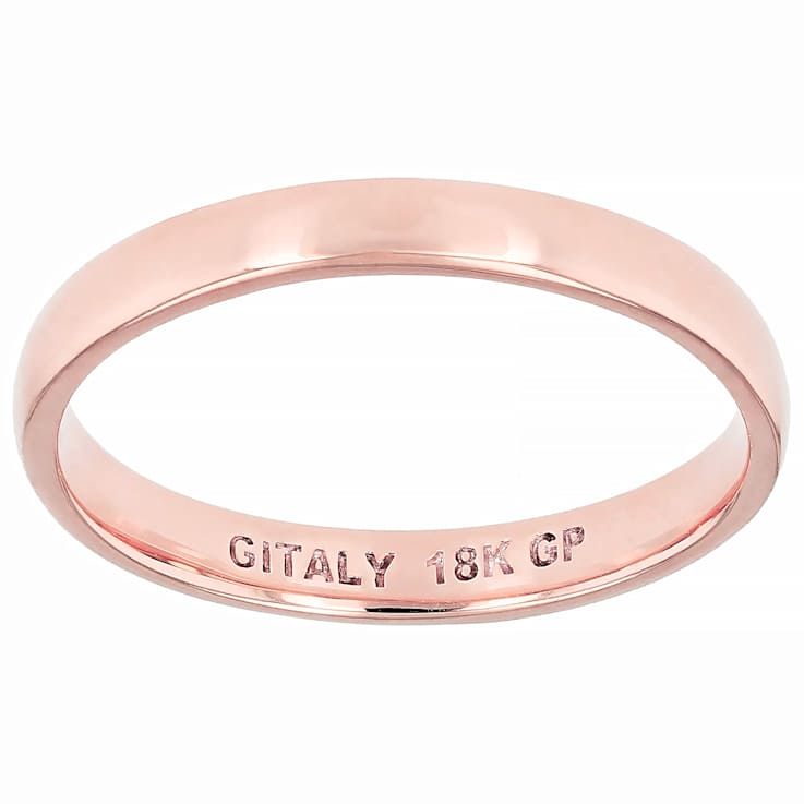 Polished Stackable Band Ring In 18K Rose Gold Over Bronze