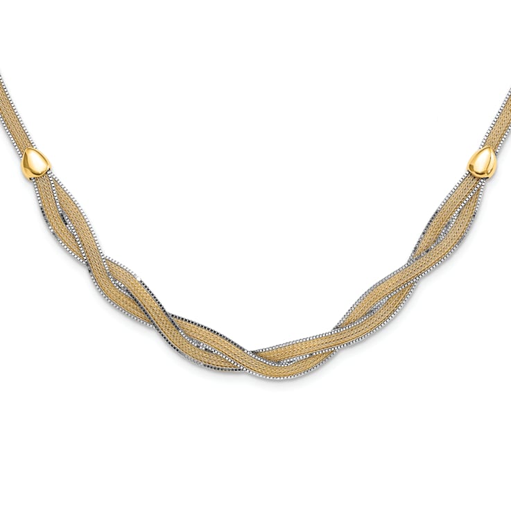 14k Two-tone 17-inch with 2-inch Ext. Mesh Necklace