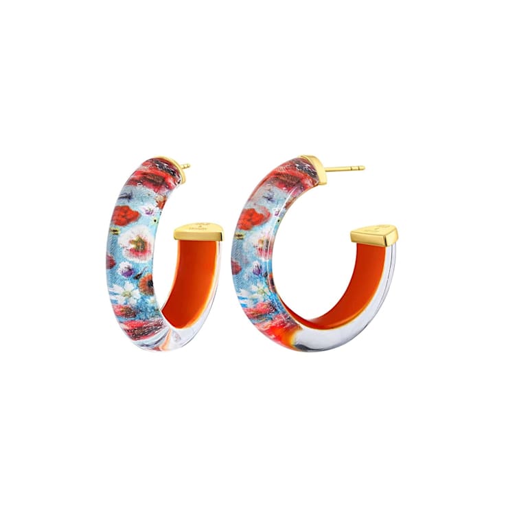 14K Yellow Gold Over Sterling Silver Illusion Hoops in Wild Thang