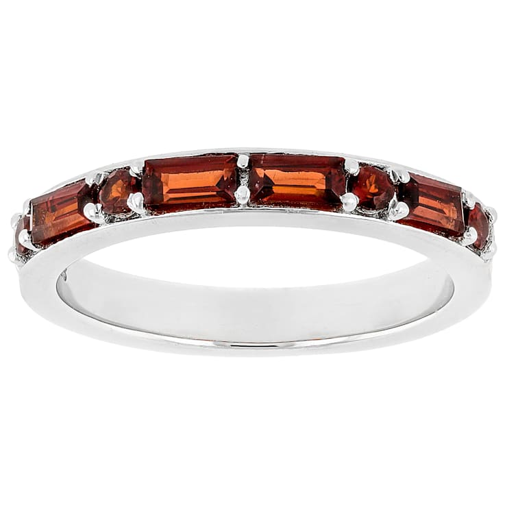 Garnet And Enamel Reversible Band Ring In Platinum Over Sterling Silver