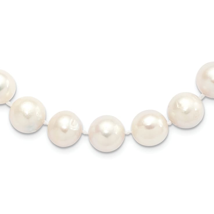 Rhodium Over Sterling Silver 12-13mm White Freshwater Cultured Pearl Necklace