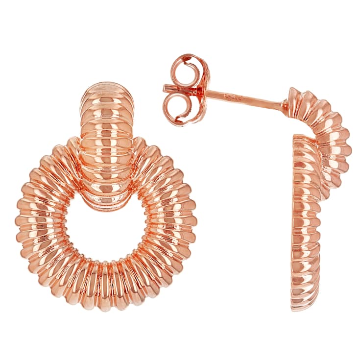 Copper Ribbed Door Knocker Earrings