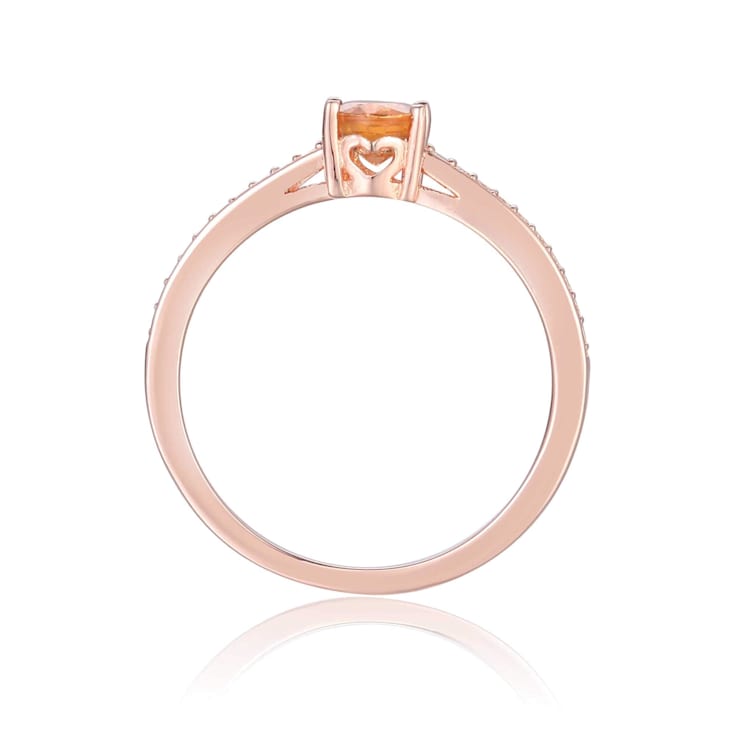 Spessartite Garnet with Moissanite Accents 14K Rose Gold Over Sterling
Silver Ring, 0.95ctw