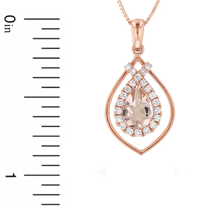 0.75ctw Morganite and Diamond Pendant in 14k Rose Gold