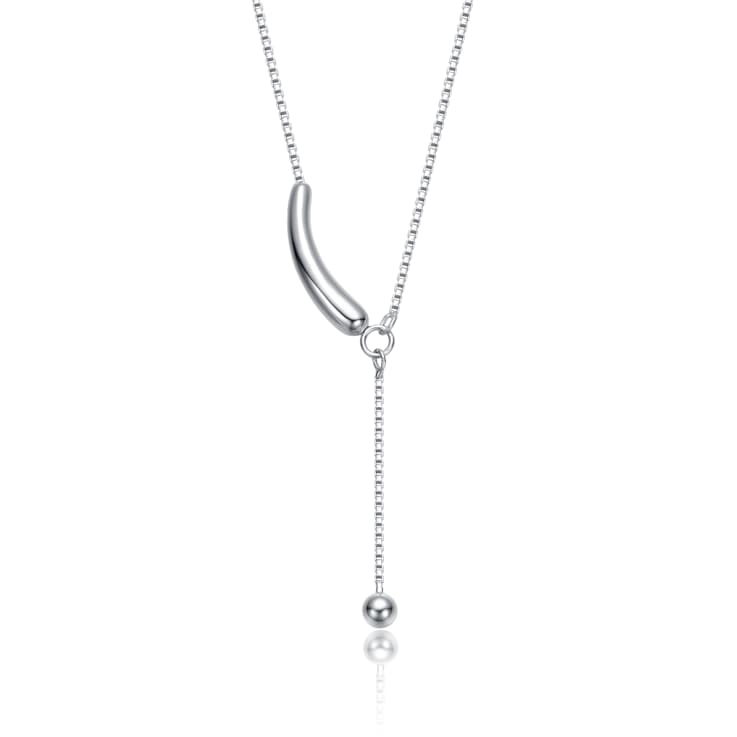 Minimalist Curved Bar Y-Necklace In Sterling Silver