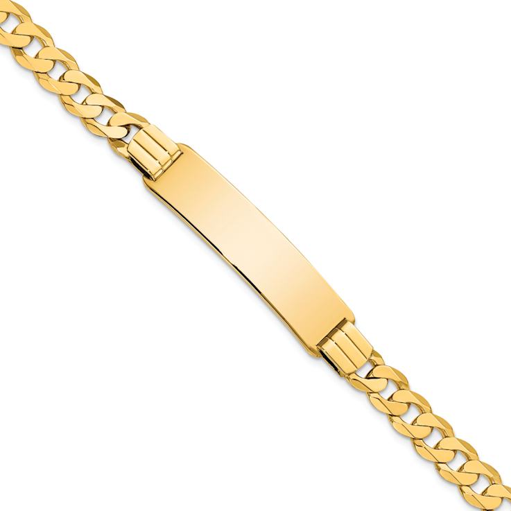 10k Yellow Gold Flat Curb Link ID Bracelet