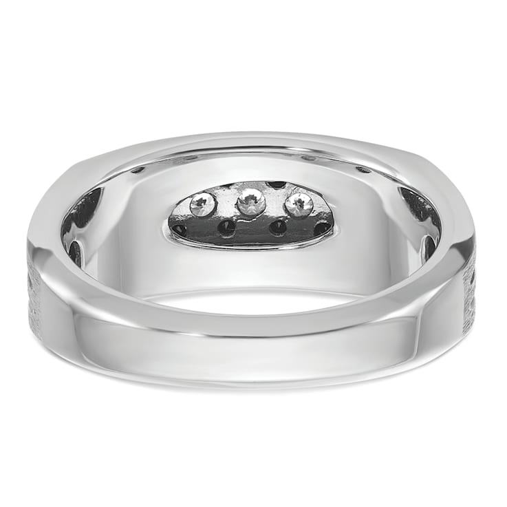Rhodium Over 10K White Gold Men s Black and White Diamond Ring With Black Rhodium 0.55ctw