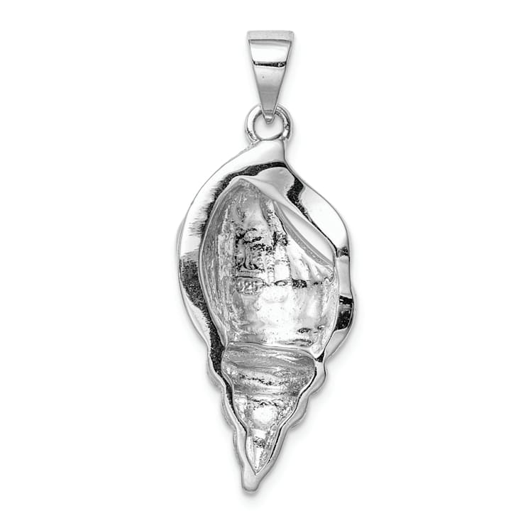 Rhodium Over Sterling Silver Larimar Shell Pendant