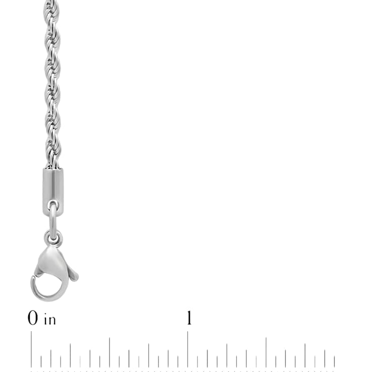 Robert Alton Men's Rope Chain Necklace 2.3mm In Stainless Steel 24 Inch