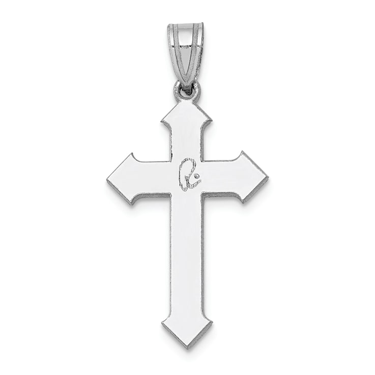 Rhodium Over 14k White Gold Satin Passion Cross Pendant