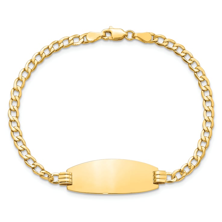 14k Yellow Gold Oval Curb Link ID Bracelet