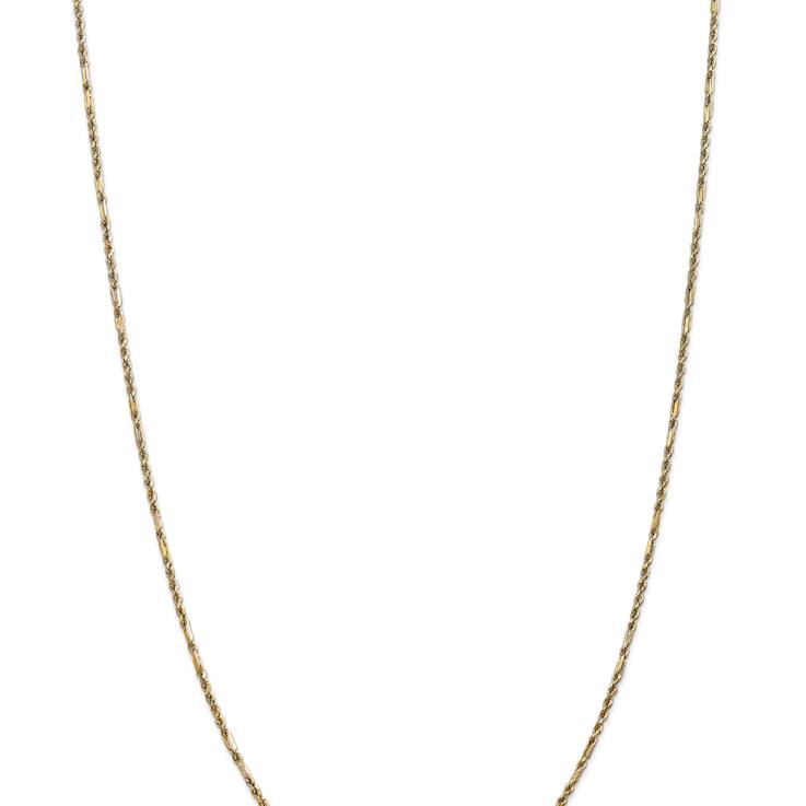 14k Yellow Gold 1.8mm Solid Diamond-Cut Milano Rope 24 Inch Chain