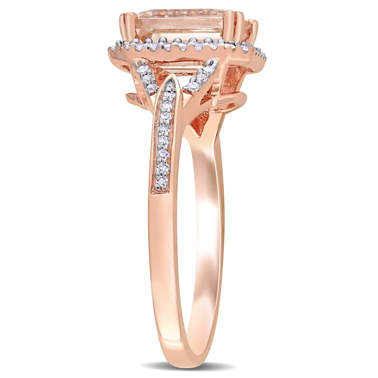 Morganite and Diamond 14K Rose Gold Ring 1.75ctw