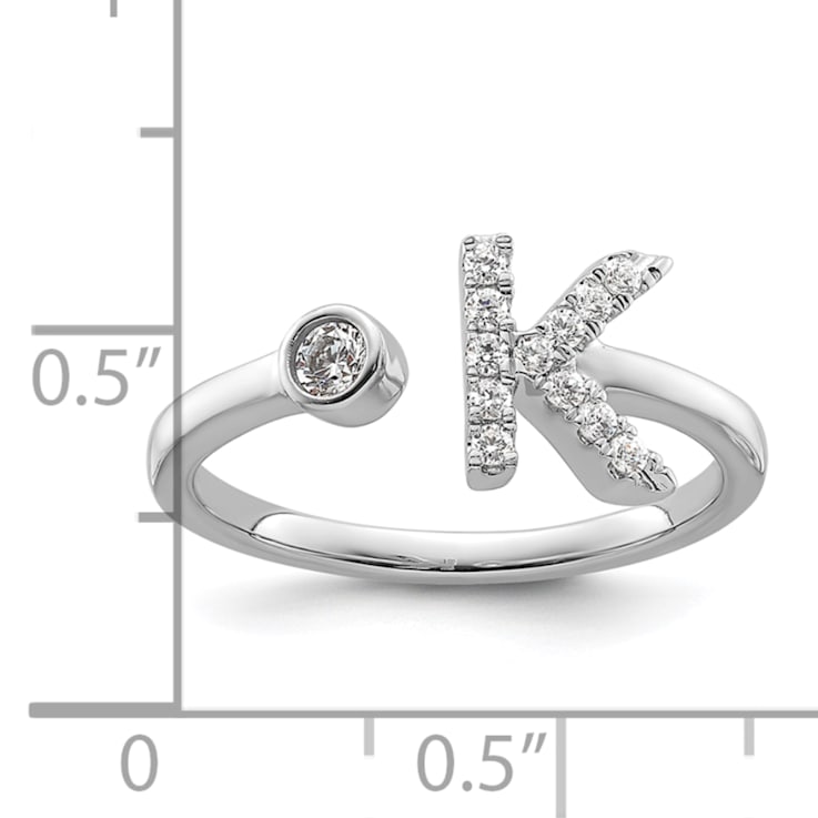 Rhodium Over 14K White Gold Lab Grown Diamond VS/SI GH, Initial K
Adjustable Ring