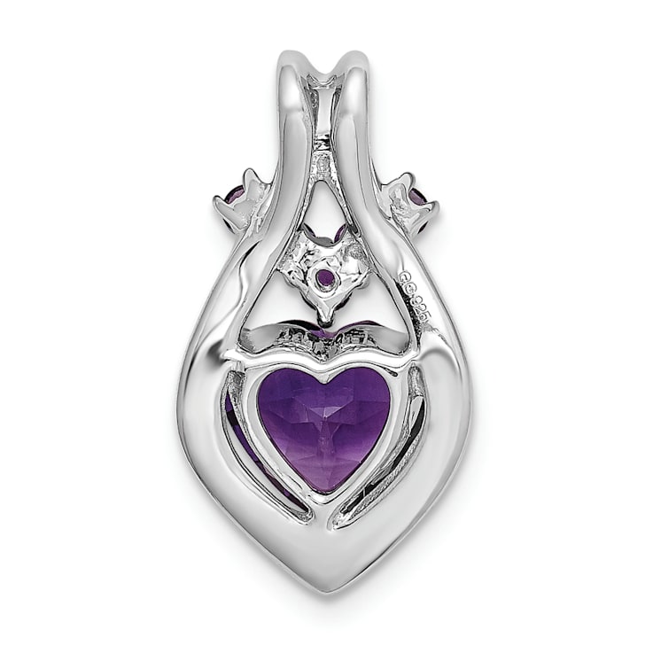 Rhodium Over 14k White Gold Amethyst Heart Pendant
