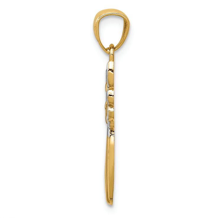 14k Two-tone Gold  Textured Filigree Angel Pendant