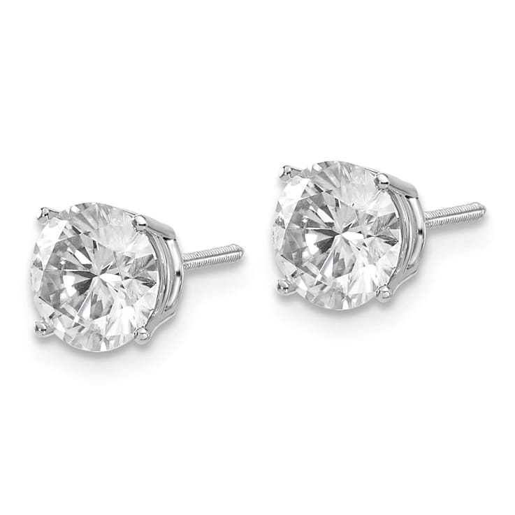 Rhodium Over 14K White Gold 2ct. 6.5mm Round G H I True Light Moissanite
Screwback Earrings